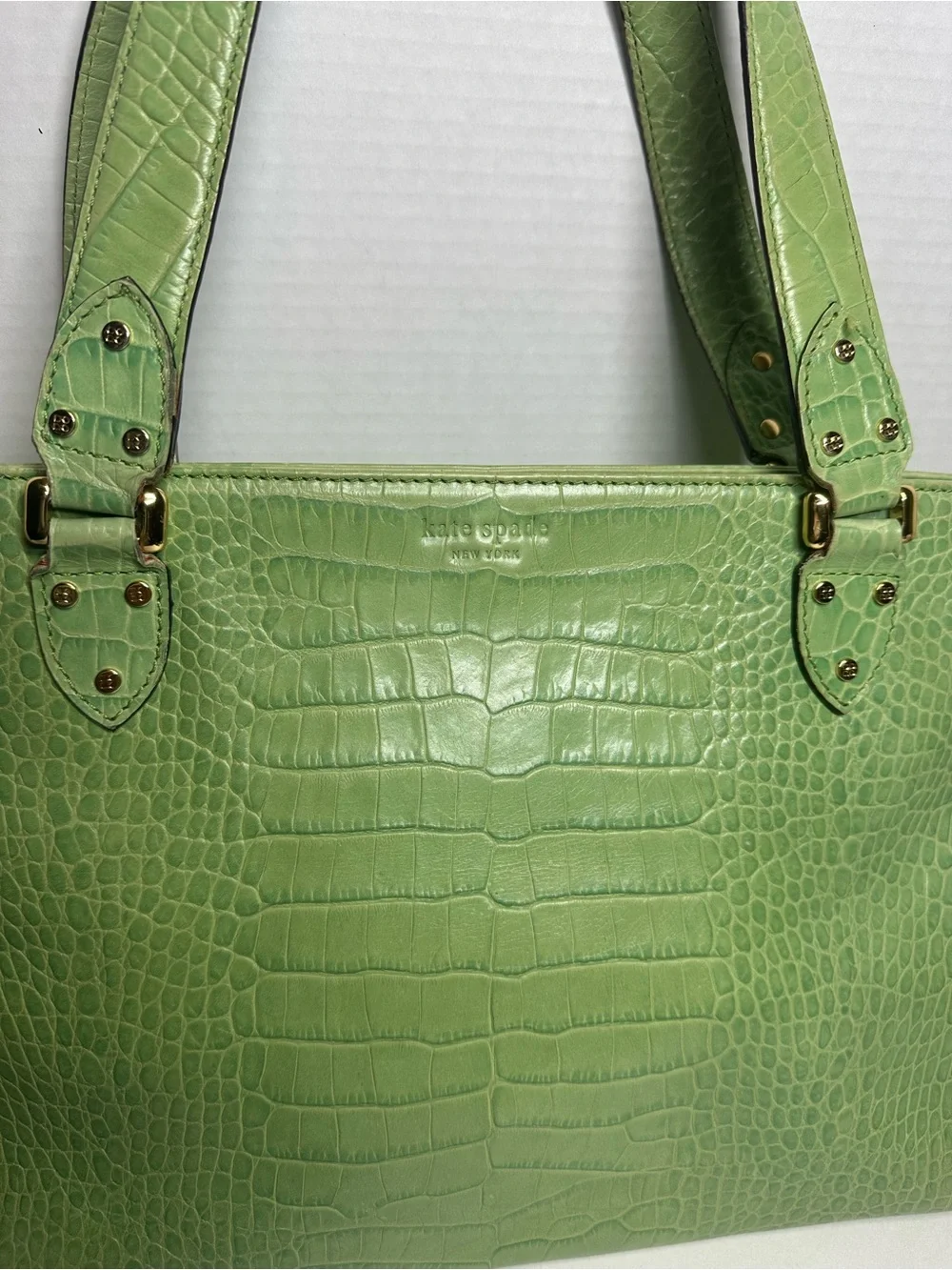 kate spade Light Green Croc-Embossed Tote